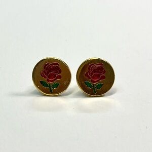 gold stud rose earrings!